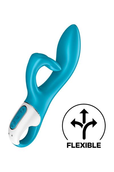 Вібратор-кролик із потрійним відростком Satisfyer Embrace me Turquoise, 2 мотори, діаметр 3,6 см SO6284 фото - купити в секс-шопі Чорний Кролик