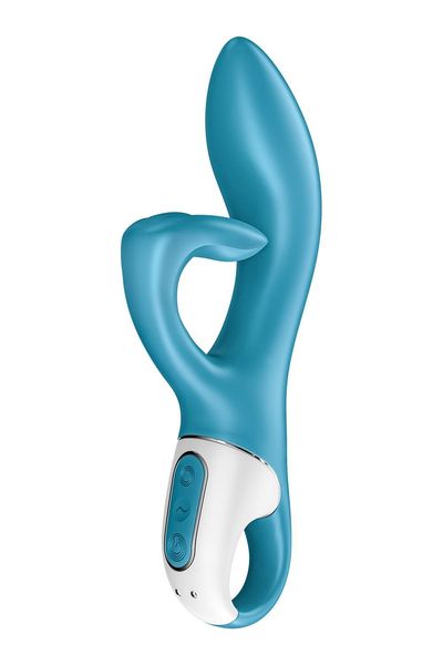 Вібратор-кролик із потрійним відростком Satisfyer Embrace me Turquoise, 2 мотори, діаметр 3,6 см SO6284 фото - купити в секс-шопі Чорний Кролик