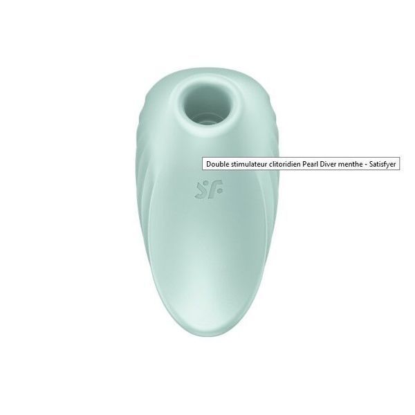Вакуумний кліторальний стимулятор із вібрацією Satisfyer Pearl Diver Mint SO6077 фото - купити в секс-шопі Чорний Кролик