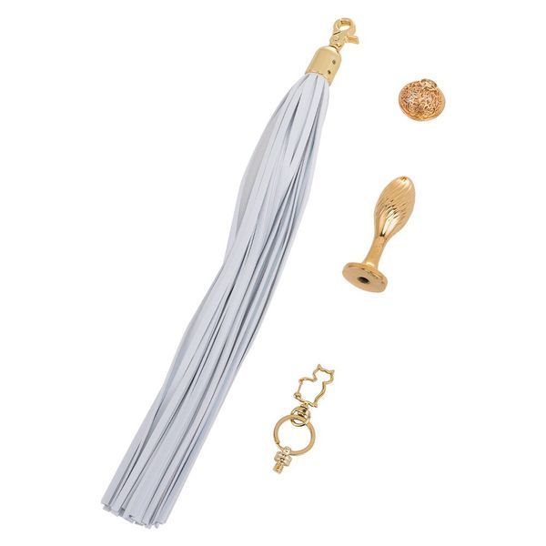 Анальна пробка з флогером LOCKINK SEVANDA White Pony-Tail Anal Pear-shape Plug SX0869 фото - купити в секс-шопі Чорний Кролик