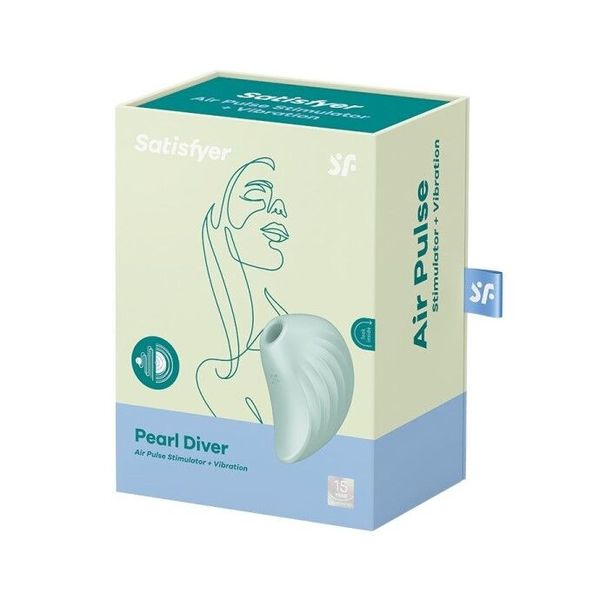 Вакуумний кліторальний стимулятор із вібрацією Satisfyer Pearl Diver Mint SO6077 фото - купити в секс-шопі Чорний Кролик