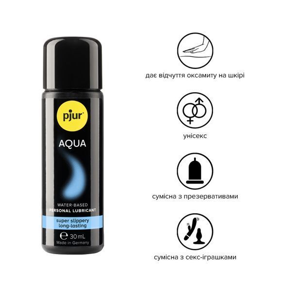 Лубрикант на водній основі pjur Aqua 30 мл, ефект оксамитової шкіри без прилипання PJ10330 фото - купити в секс-шопі Чорний Кролик