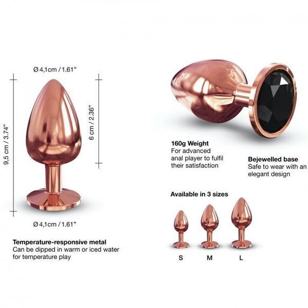 Металева анальна пробка із прикрасою у вигляді кристалу Dorcel - Diamond Plug Rose Gold L SO5530 фото - купити в секс-шопі Чорний Кролик