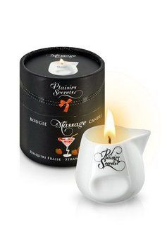 Масажна свічка Plaisirs Secrets Strawberry Daiquiri (80 мл) подарункове паковання, керамічний посуд SO1855 фото - купити в секс-шопі Чорний Кролик