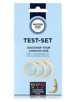 Набір презервативів Mister Size test-set 53&ndash;57&ndash;60, 3 розміри + лінійка, товщина 0,05 мм SO8056 фото - купити в секс-шопі Чорний Кролик