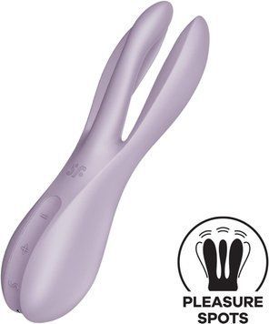 Кліторальний вібратор Satisfyer Threesome 2 Violet, 3 гнучкі пальчики, 3 мотори SX1213 фото - купити в секс-шопі Чорний Кролик