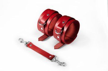 Поножі Feral Feelings &ndash; Ankle Restraints, натуральна шкіра, red SO8258 фото - купити в секс-шопі Чорний Кролик