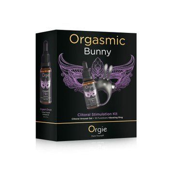 Набір Orgie Orgasmic Bunny: збуджувальні краплі та ерекційне віброкільце SX3641 фото - купити в секс-шопі Чорний Кролик