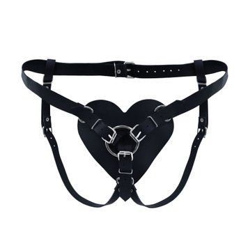 Трусики Серце для страпону з натуральної шкіри Feral Feelings - Hearts Strap-on Belt Black SO9417 фото - купити в секс-шопі Чорний Кролик