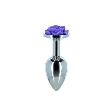 Металева анальна пробка Lux Active з трояндою - Rose Anal Plug - Purple, віброкуля в подарунок SO5573 фото - купити в секс-шопі Чорний Кролик