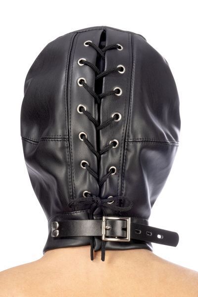 Капюшон з кляпом для БДСМ Fetish Tentation BDSM hood in leatherette with removable gag SO4673 фото - купити в секс-шопі Чорний Кролик