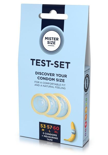 Набір презервативів Mister Size test-set 53&ndash;57&ndash;60, 3 розміри + лінійка, товщина 0,05 мм SO8056 фото - купити в секс-шопі Чорний Кролик