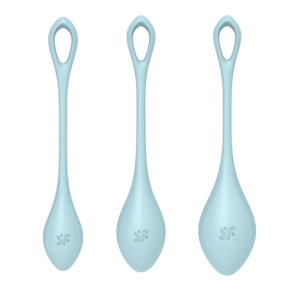 Набір йоні намистин Satisfyer Yoni Power 2 Light Blue, диаметр 2-2,5-3см, вес 22-44-73гр SO5548 фото - купити в секс-шопі Чорний Кролик