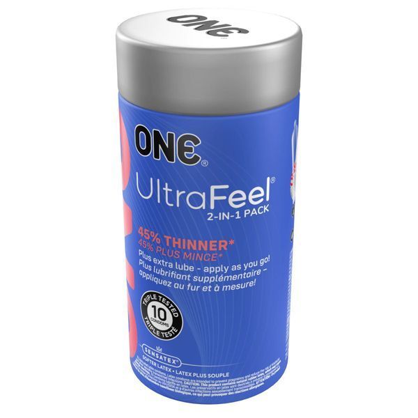 Презервативи ONE Ultra Feel, ультратонкі, з додатковою змазкою, 10 шт, подарункове паковання-тубус SX0786 фото - купити в секс-шопі Чорний Кролик
