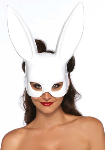 Маска кролика Leg Avenue Masquerade Rabbit Mask White, довгі вушка, на резинці SO7947 фото - купити в секс-шопі Чорний Кролик