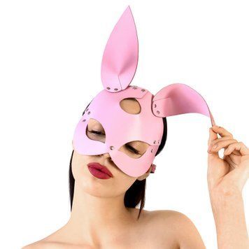 Шкіряна маска Зайчика Art of Sex - Bunny mask, колір Рожевий SO9647 фото - купити в секс-шопі Чорний Кролик