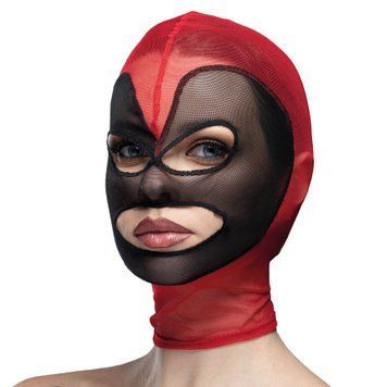 Маска серце сітка з відкритим ротом та очима Feral Feelings - Hearts Mask Red/Black SO9325 фото - купити в секс-шопі Чорний Кролик
