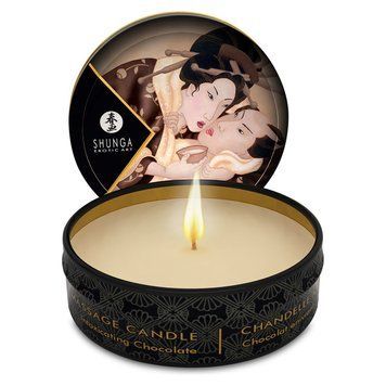 Масажна свічка Shunga Mini Massage Candle &ndash; Intoxicating Chocolate (30 мл) з афродизіаками SO2520 фото - купити в секс-шопі Чорний Кролик