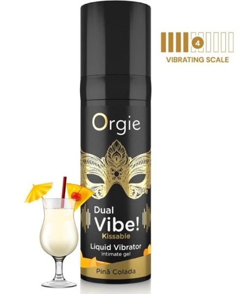 Рідкий вібратор Orgie Dual Vibe! Kissable Pina Colada 500541 фото - купити в секс-шопі Чорний Кролик