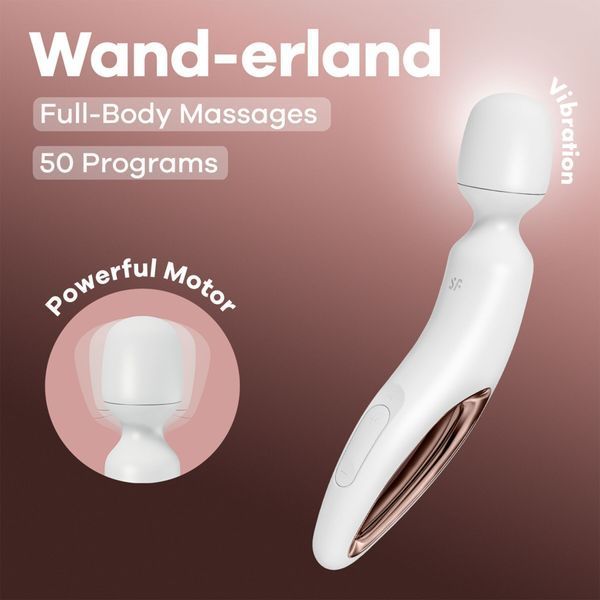Вібромасажер Satisfyer Wand-erland (White/Rosegold) SX2697 фото - купити в секс-шопі Чорний Кролик