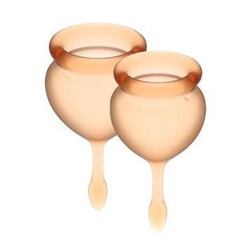 Набір менструальних чаш Satisfyer Feel Good (orange), 15мл і 20мл, мішечок для зберігання SO3587 фото - купити в секс-шопі Чорний Кролик
