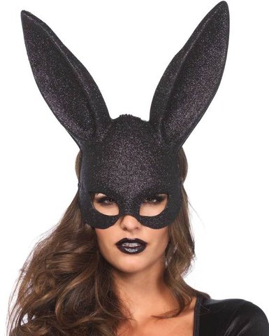 Маска з блискітками Glitter Masquerade Rabbit Mask від Leg Avenue 480271 фото - купити в секс-шопі Чорний Кролик