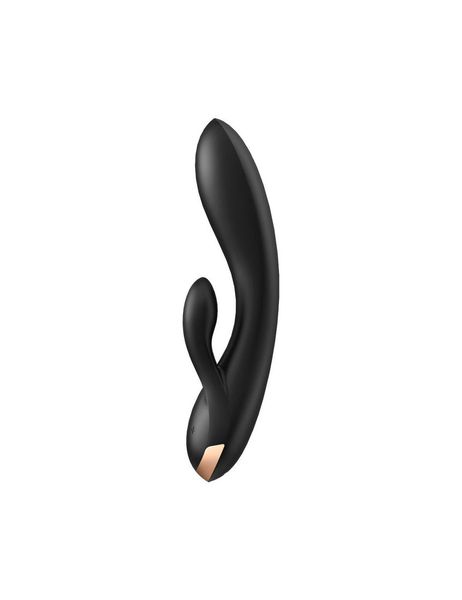 Смарт вібратор-кролик із подвійним відростком Satisfyer Double Flex Black SO6094 фото - купити в секс-шопі Чорний Кролик