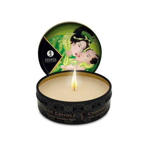 Масажна свічка Shunga Mini Massage Candle – Exotic Green Tea (30 мл) з афродизіаками SO2521 фото - купити в секс-шопі Чорний Кролик