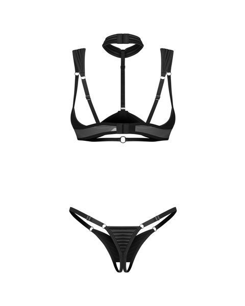 Комплект Obsessive Roccele 2-pcs crotchless set S/M SX3617 фото - купити в секс-шопі Чорний Кролик