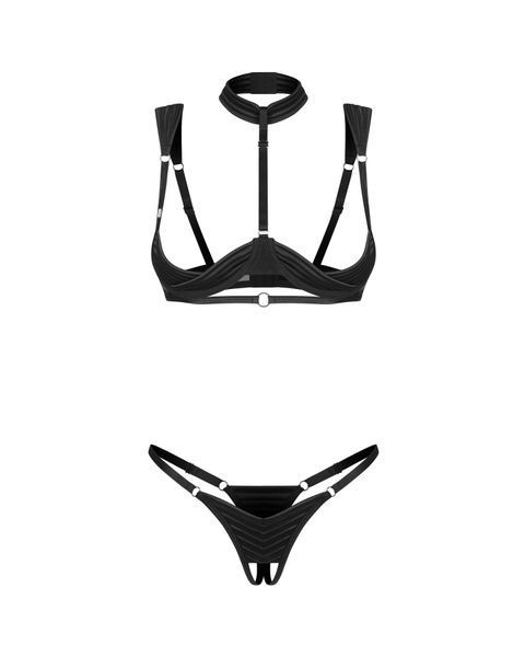 Комплект Obsessive Roccele 2-pcs crotchless set S/M SX3617 фото - купити в секс-шопі Чорний Кролик