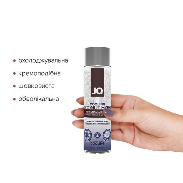 Охолоджувальна змазка-крем з кокосовою олією JO Coconut Hybrid COOLING (120 мл) біла SO1698 фото - купити в секс-шопі Чорний Кролик