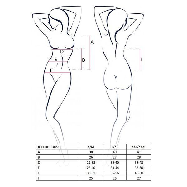 Корсет з пажами Passion JOLENE CORSET L/XL, black, трусики, напіввідчинені груди, напівпрозорий EL12001 фото - купити в секс-шопі Чорний Кролик