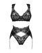 Комплект білизни Obsessive Donna Dream 3-pcs set M/L Black, бюстгальтер, стрінги, пояс для панчіх SO8637 фото 3