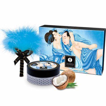 Смачна пудра для оральних пестощів Shunga Body Powder Coconut Thrills, 75 г, аромат кокоса SX0591 фото - купити в секс-шопі Чорний Кролик