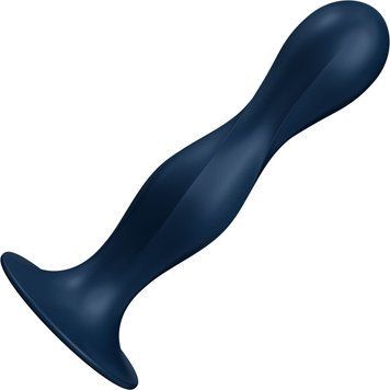 Дилдо Satisfyer Double Ball-R Dark Blue, унісекс, рухомі кульки всередині, на присосці SO8773 фото - купити в секс-шопі Чорний Кролик