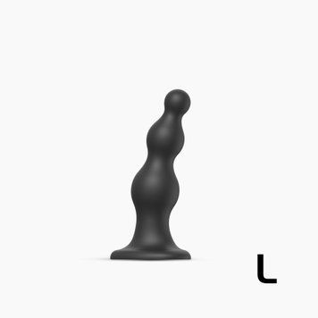 Насадка для страпона Strap-On-Me Dildo Plug Beads Black L SO8985 фото - купити в секс-шопі Чорний Кролик