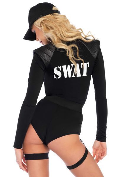 Костюм еротичних спецсил Leg Avenue SWAT Team Babe XS, боді, пояс, підв&rsquo;язки, іграшкова рація, кепка SO8543 фото - купити в секс-шопі Чорний Кролик