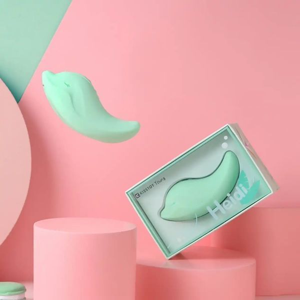 Вібратор та кліторальний стимулятор KISSTOY Heidi Green SX3313 фото - купити в секс-шопі Чорний Кролик