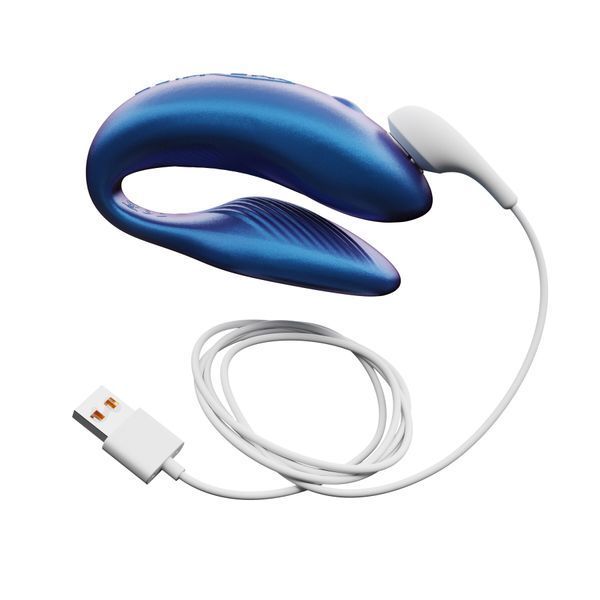 Смарт-вібратор для пар We-Vibe Chorus Cosmic Blue, сенсорне керування вібраціями стисненням пульта SO6923 фото - купити в секс-шопі Чорний Кролик