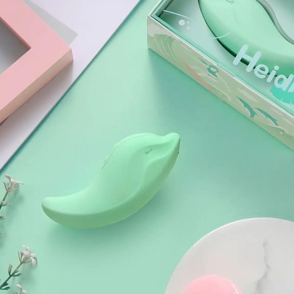 Вібратор та кліторальний стимулятор KISSTOY Heidi Green SX3313 фото - купити в секс-шопі Чорний Кролик