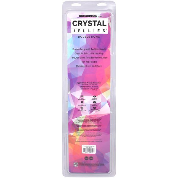 Фалоімітатор двосторонній Doc Johnson Crystal Jellies Double Dong SX4422 фото - купити в секс-шопі Чорний Кролик