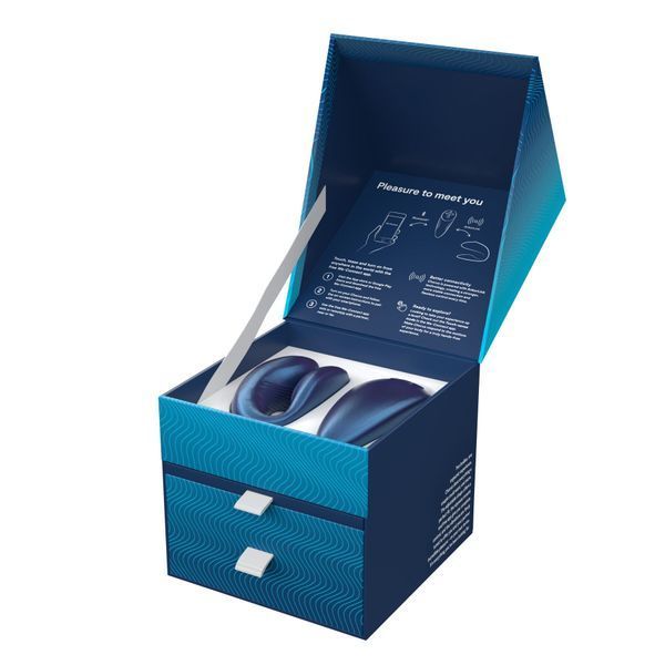 Смарт-вібратор для пар We-Vibe Chorus Cosmic Blue, сенсорне керування вібраціями стисненням пульта SO6923 фото - купити в секс-шопі Чорний Кролик