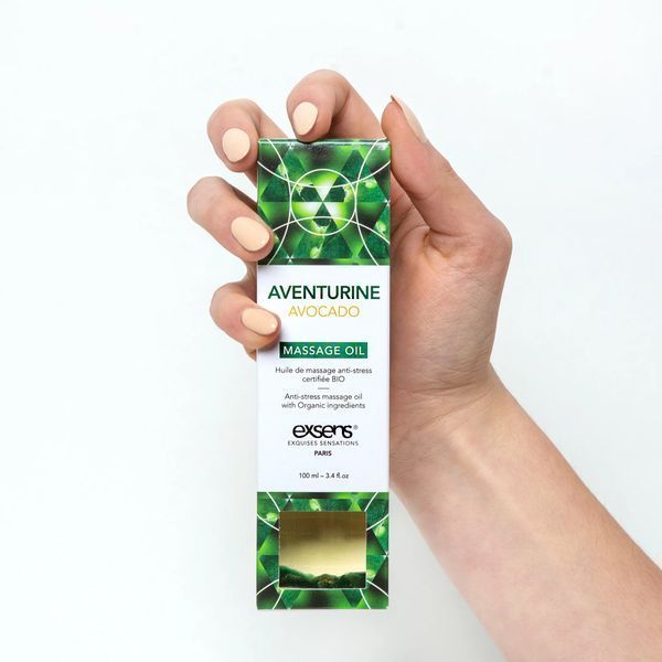 Масажна олія EXSENS Aventurine Avocado (антистрес з авантюрином) 100мл, натуральна SO2377 фото - купити в секс-шопі Чорний Кролик