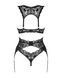 Комплект білизни Obsessive Donna Dream 3-pcs set XL/2XL Black, бюстгальтер, стрінги, пояс для панчіх SO8638 фото 4