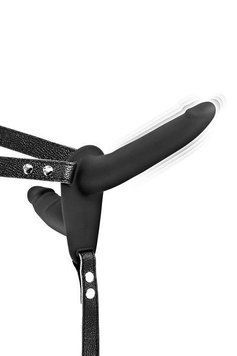 Подвійний страпон з вібрацією Fetish Tentation Vibrating Strap-On with Double Dildo Black SO3748 фото - купити в секс-шопі Чорний Кролик