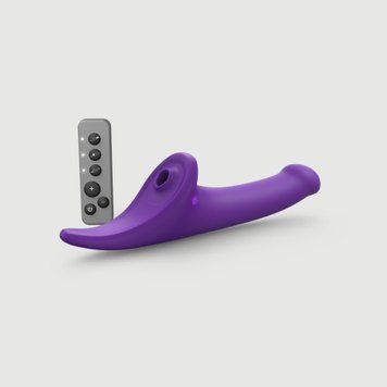Вібронасадка для страпону з вакуумною стимуляцією Strap-On-Me Multi Orgasm Dildo L Purple SX4034 фото - купити в секс-шопі Чорний Кролик