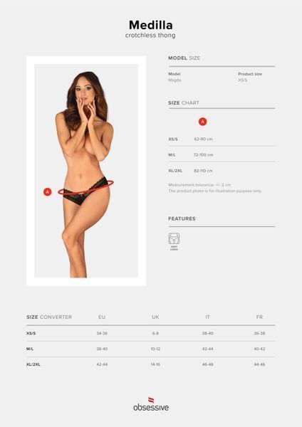 Трусики Obsessive Medilla crotchless thong M/L SO9062 фото - купити в секс-шопі Чорний Кролик