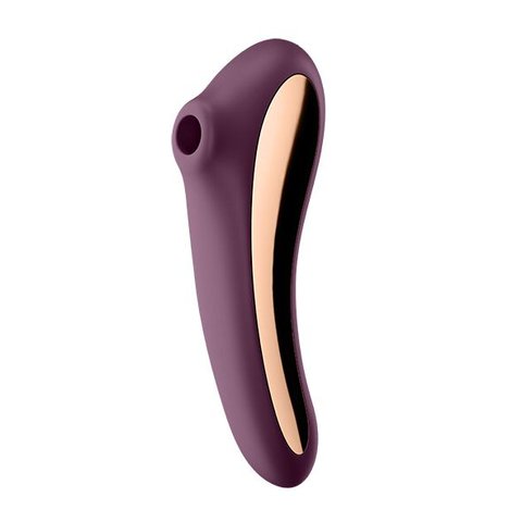 Вакуумний стимулятор з вібрацією Satisfyer Dual Kiss Wine Red SO6115 фото - купити в секс-шопі Чорний Кролик