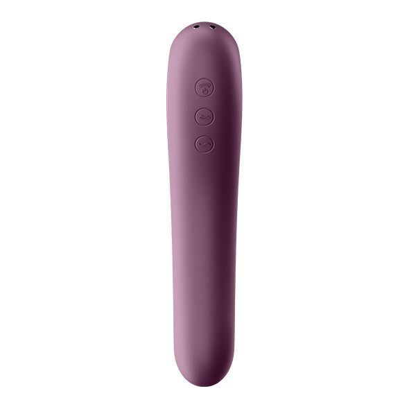Вакуумний стимулятор з вібрацією Satisfyer Dual Kiss Wine Red SO6115 фото - купити в секс-шопі Чорний Кролик