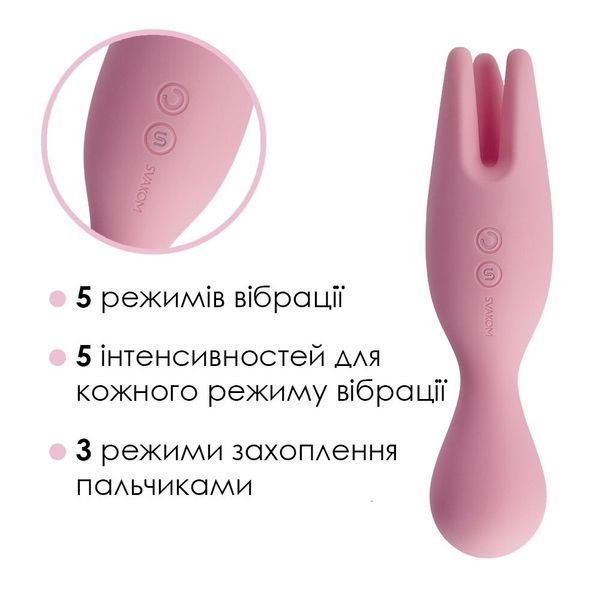 Подвійний вібратор для чутливих зон Svakom Nymph Pale Pink SO4850 фото - купити в секс-шопі Чорний Кролик